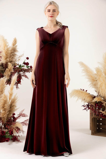 Sheath-Column Floor Length Velvet Bridesmaid Dress Formal Dresses CB0524