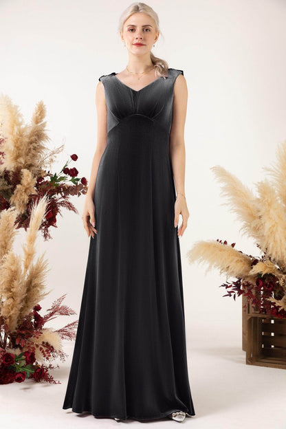 Sheath-Column Floor Length Velvet Bridesmaid Dress Formal Dresses CB0524