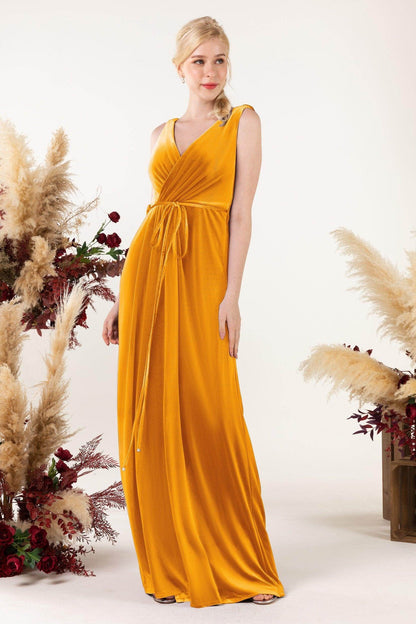 Sheath-Column Floor Length Velvet Bridesmaid Dress Formal Dresses CB0525