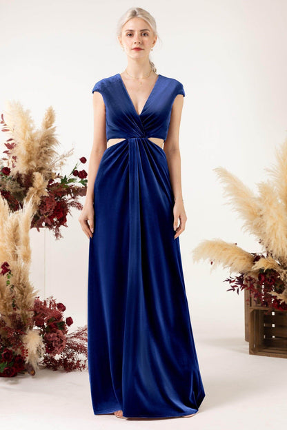 Sheath Sweep-Brush Train Velvet Bridesmaid Dress Formal Dresses CB0527