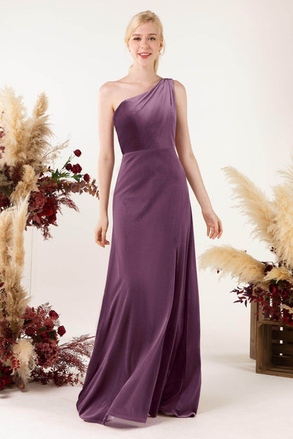 Sheath Sweep-Brush Train Velvet Bridesmaid Dress Formal Dresses CB0537