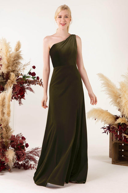 Sheath Sweep-Brush Train Velvet Bridesmaid Dress Formal Dresses CB0537PS