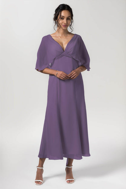 A-Line Tea Length Chiffon Bridesmaid Dress CB0553