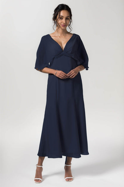 A-Line Tea Length Chiffon Bridesmaid Dress CB0553