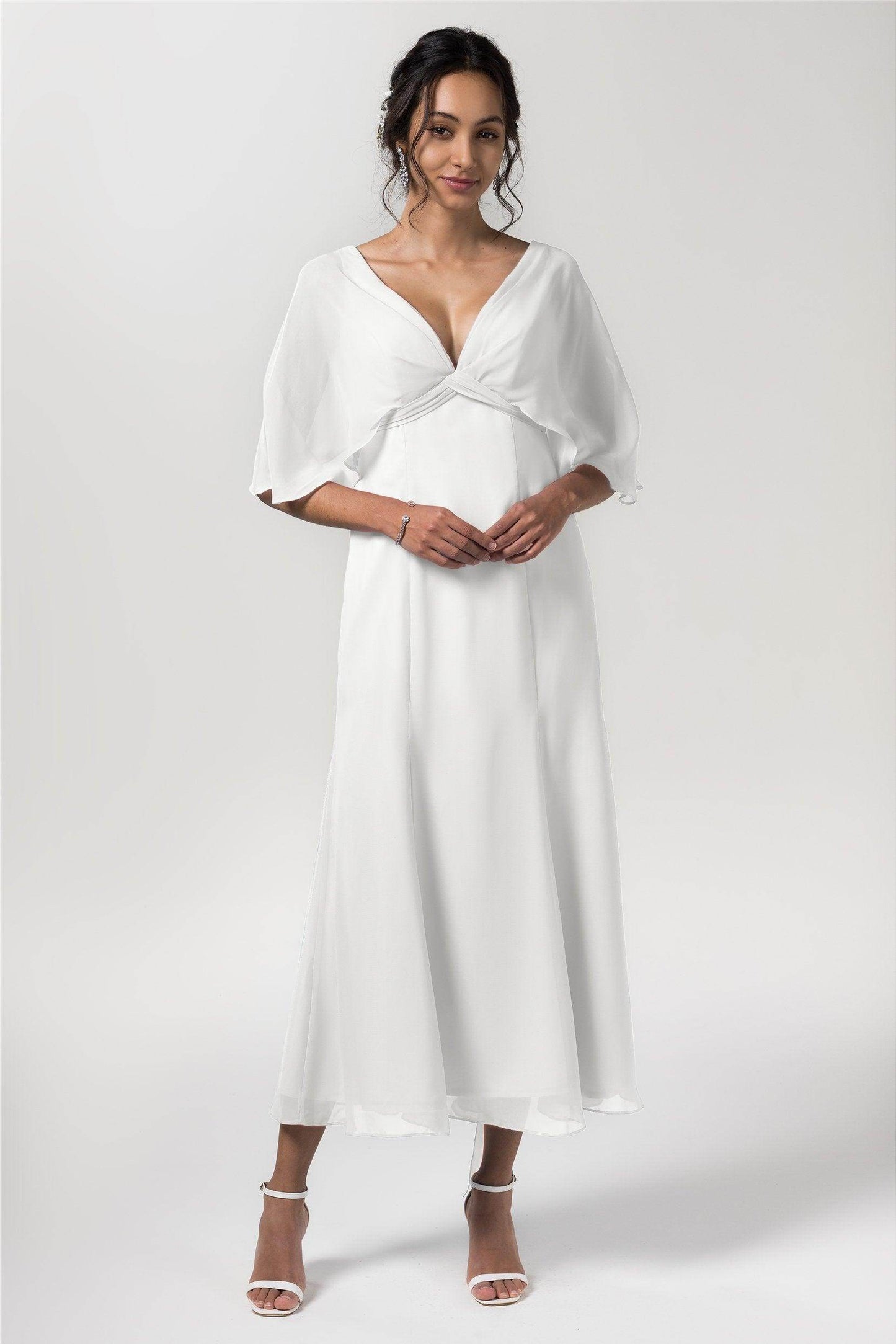 A-Line Tea Length Chiffon Bridesmaid Dress CB0553