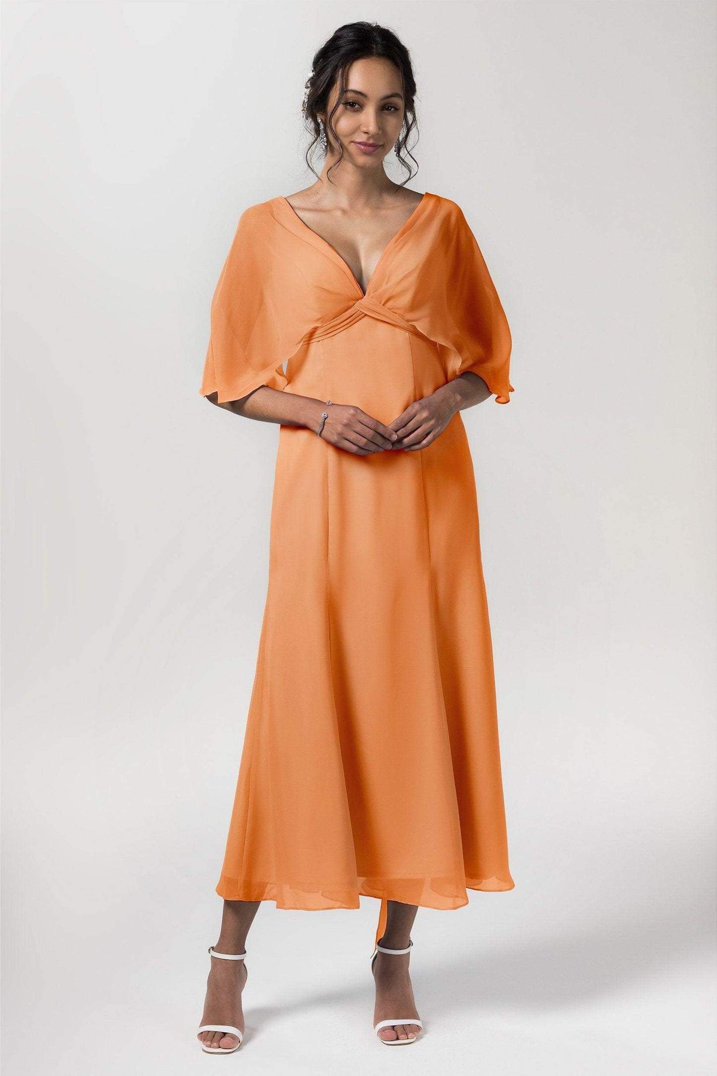 A-Line Tea Length Chiffon Bridesmaid Dress CB0553
