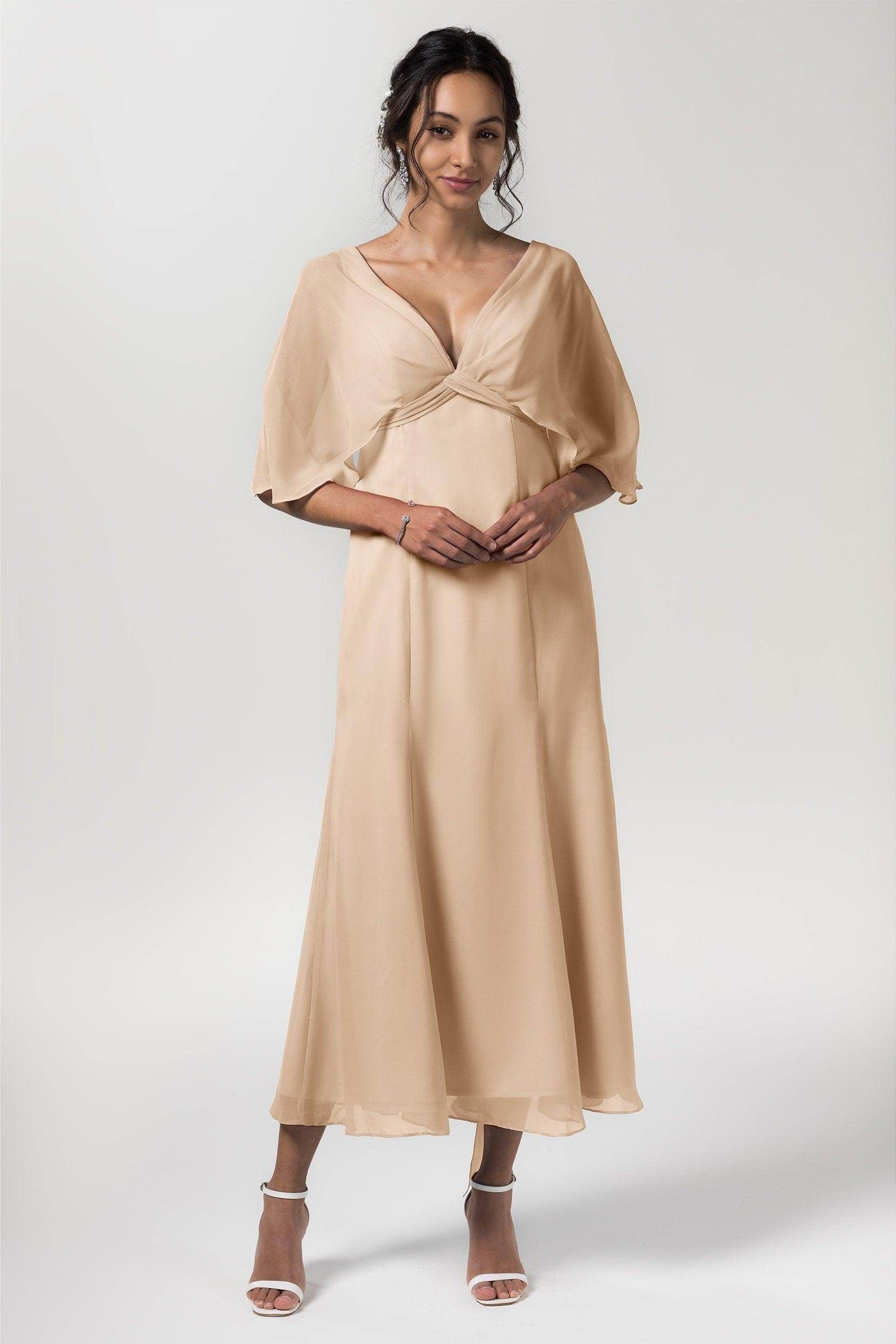 A-Line Tea Length Chiffon Bridesmaid Dress CB0553