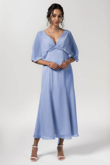 A-Line Tea Length Chiffon Bridesmaid Dress CB0553