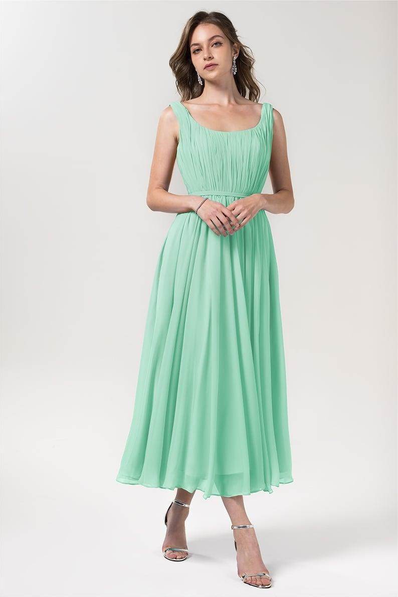 A-Line Tea Length Chiffon Bridesmaid Dress CB0555PS