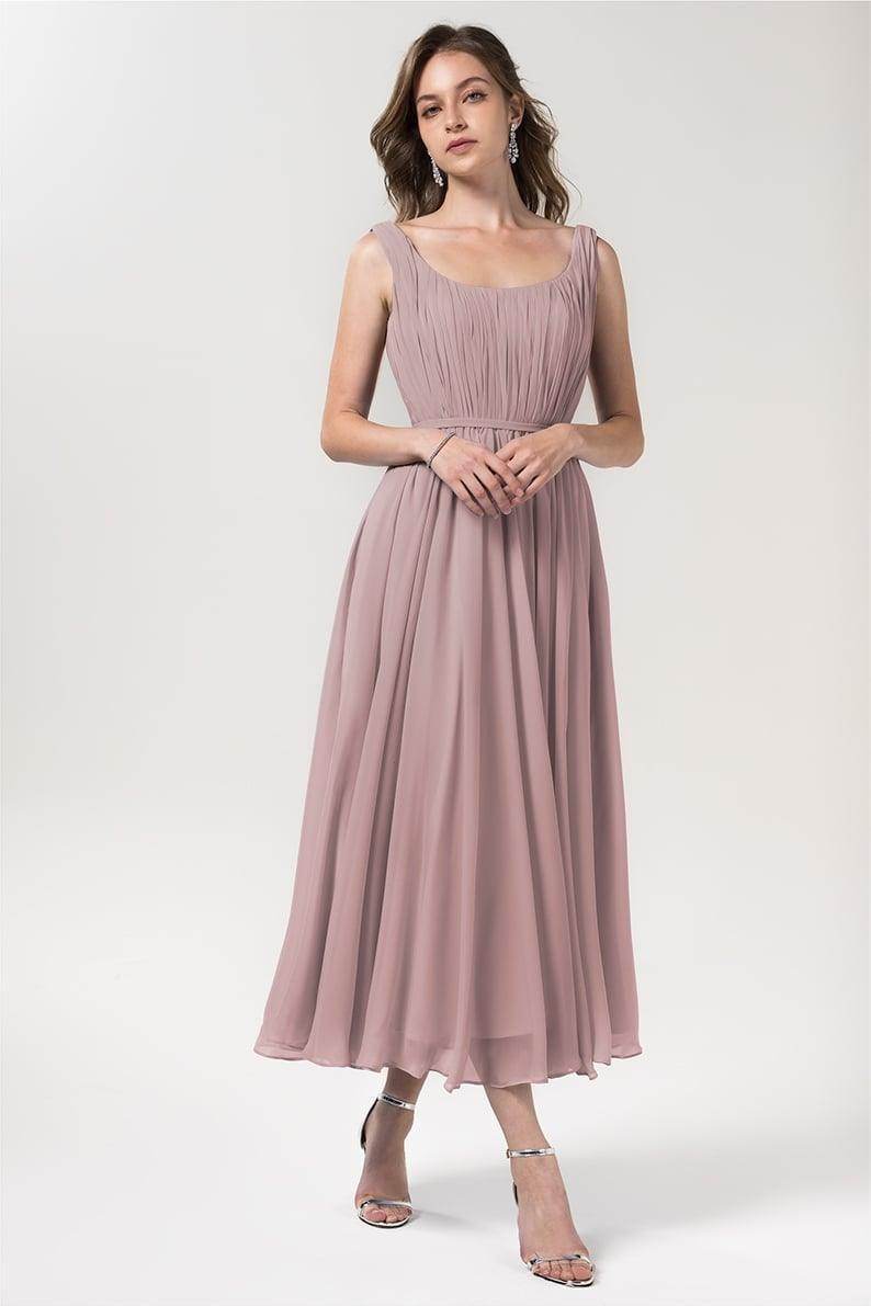 A-Line Tea Length Chiffon Bridesmaid Dress CB0555PS