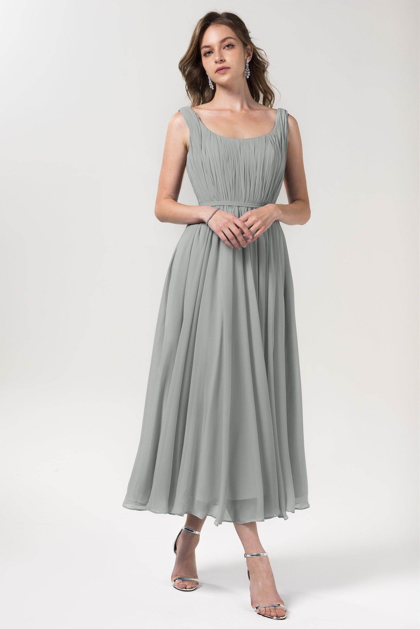 A-Line Tea Length Chiffon Bridesmaid Dress CB0555