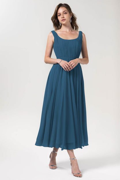 A-Line Tea Length Chiffon Bridesmaid Dress CB0555