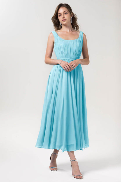 A-Line Tea Length Chiffon Bridesmaid Dress CB0555PS