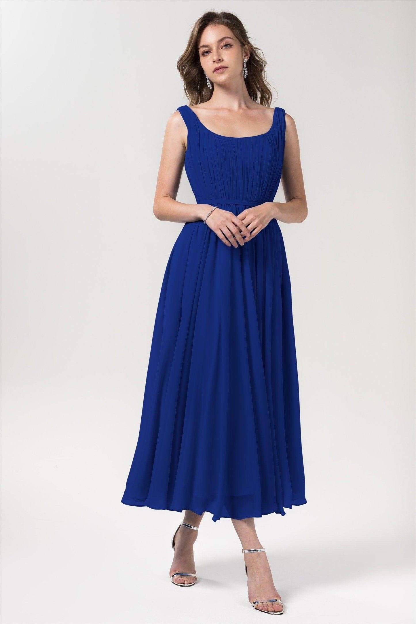 A-Line Tea Length Chiffon Bridesmaid Dress CB0555