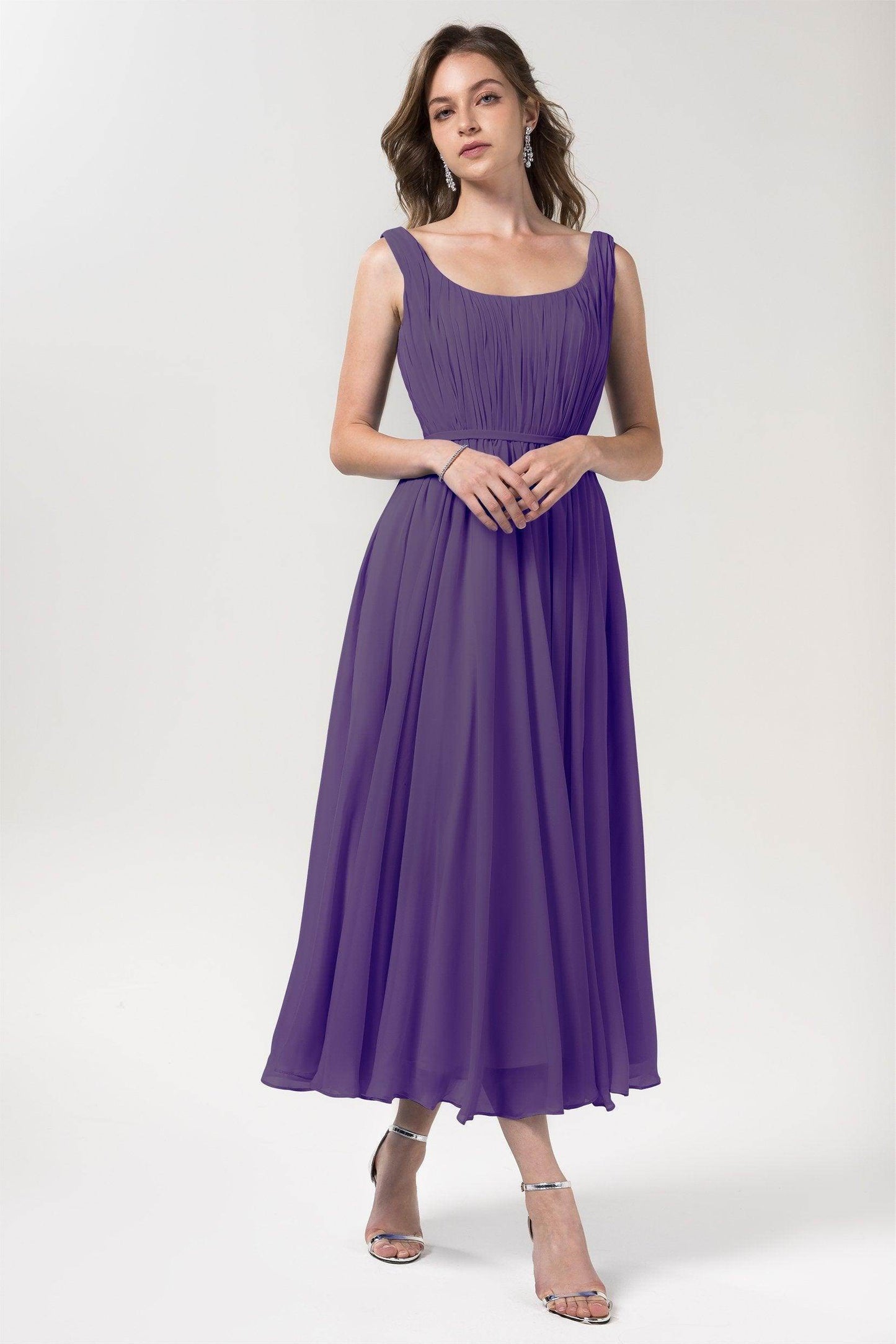 A-Line Tea Length Chiffon Bridesmaid Dress CB0555