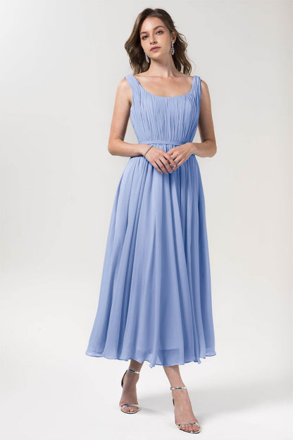 A-Line Tea Length Chiffon Bridesmaid Dress CB0555PS
