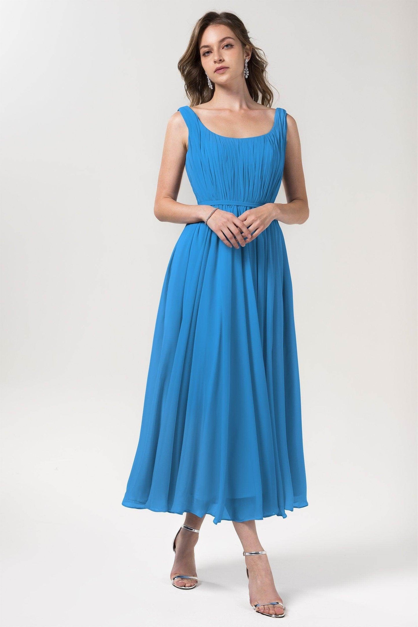 A-Line Tea Length Chiffon Bridesmaid Dress CB0555