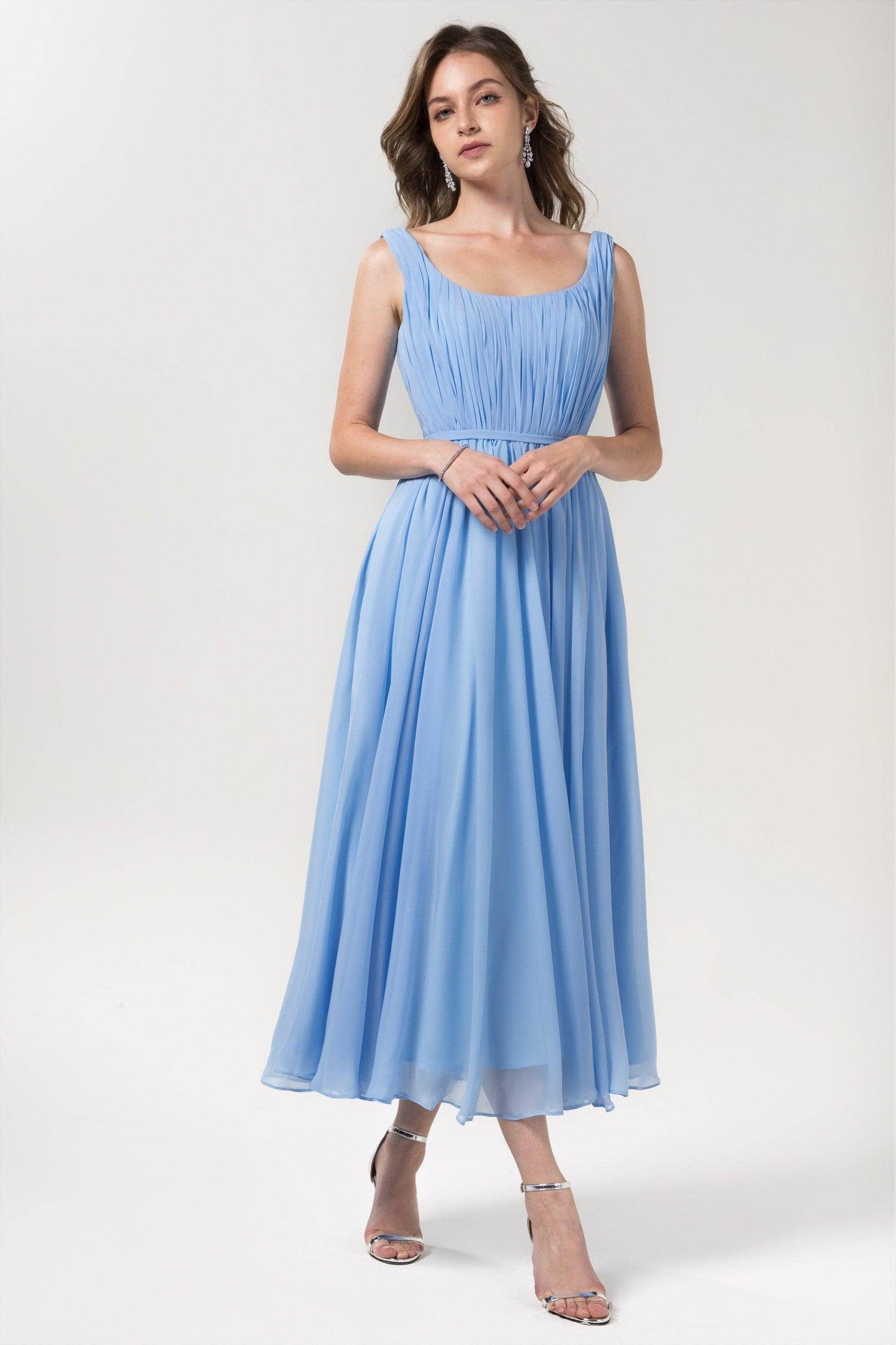 A-Line Tea Length Chiffon Bridesmaid Dress CB0555PS
