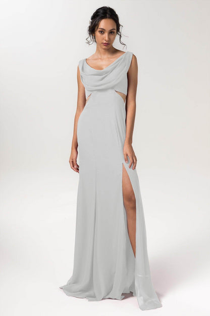 Sheath-Column Floor Length Chiffon Bridesmaid Dress CB0558