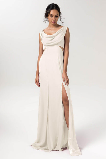 Sheath-Column Floor Length Chiffon Bridesmaid Dress CB0558