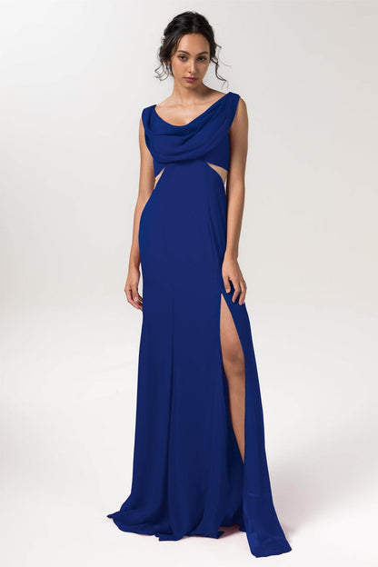 Sheath-Column Floor Length Chiffon Bridesmaid Dress CB0558