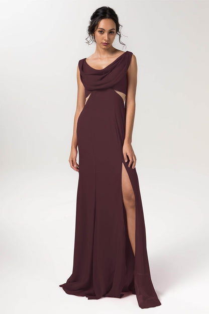 Sheath-Column Floor Length Chiffon Bridesmaid Dress CB0558