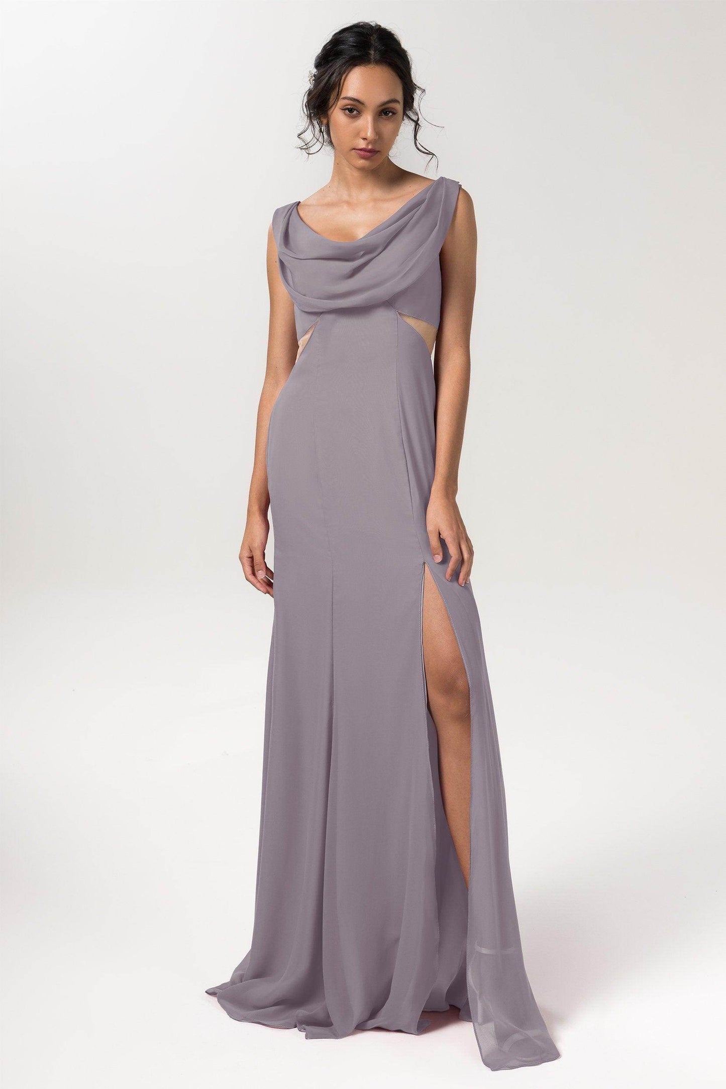 Sheath-Column Floor Length Chiffon Bridesmaid Dress CB0558