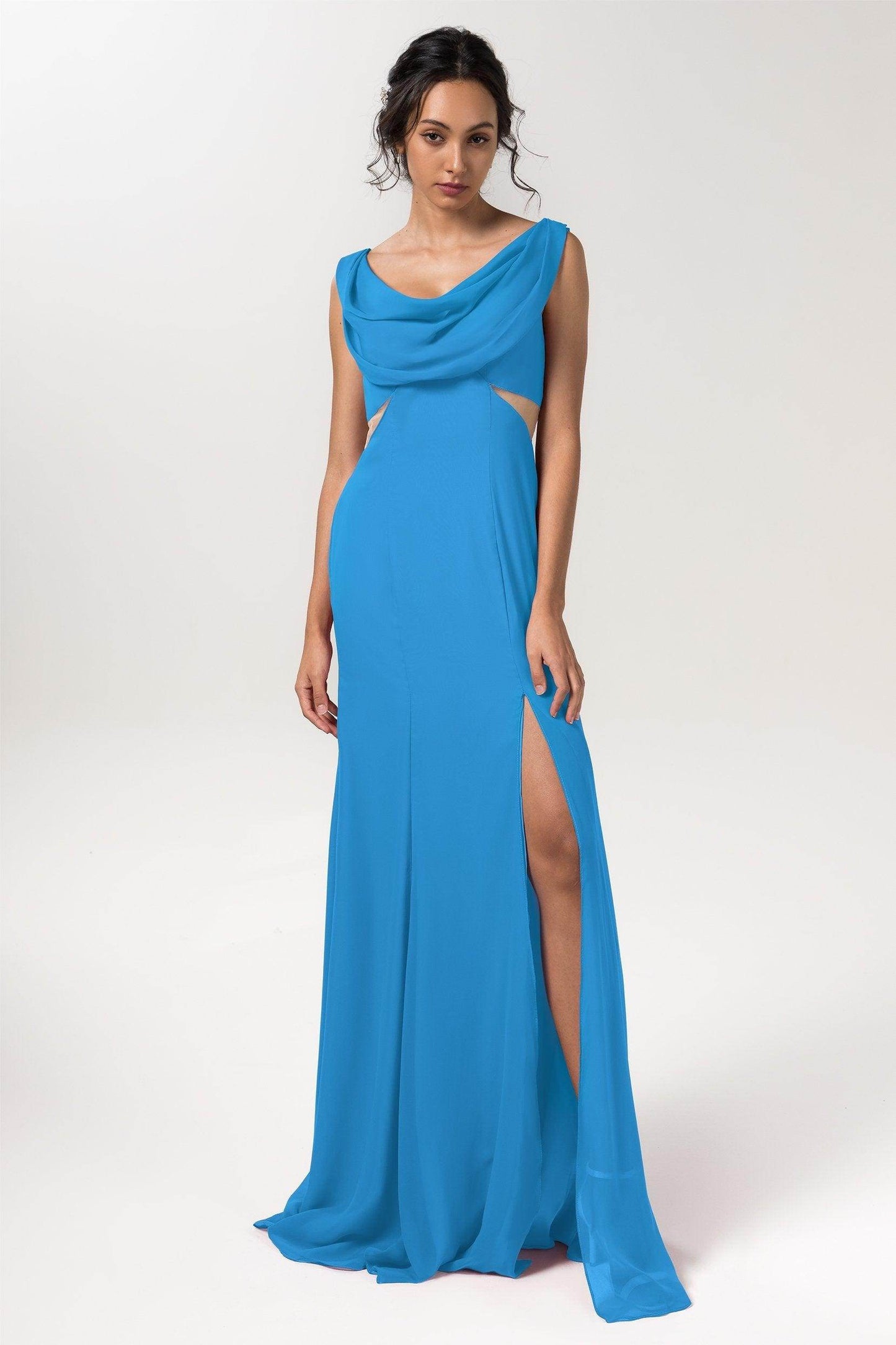 Sheath-Column Floor Length Chiffon Bridesmaid Dress CB0558