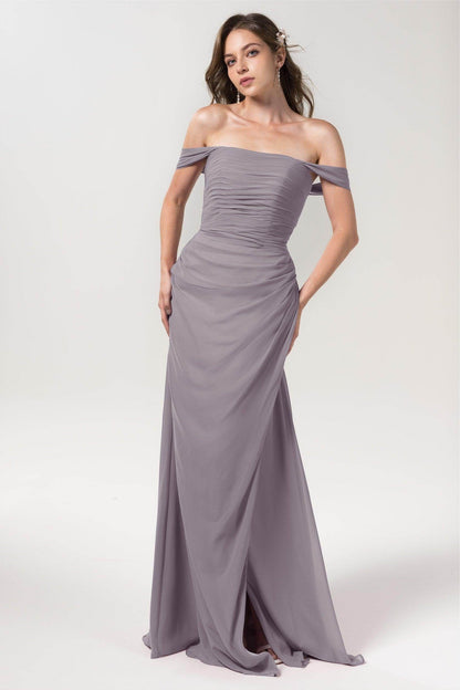 Sheath-Column Floor Length Chiffon Bridesmaid Dress Formal Dresses CB0561
