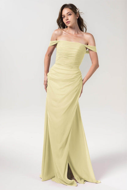 Sheath-Column Floor Length Chiffon Bridesmaid Dress Formal Dresses CB0561