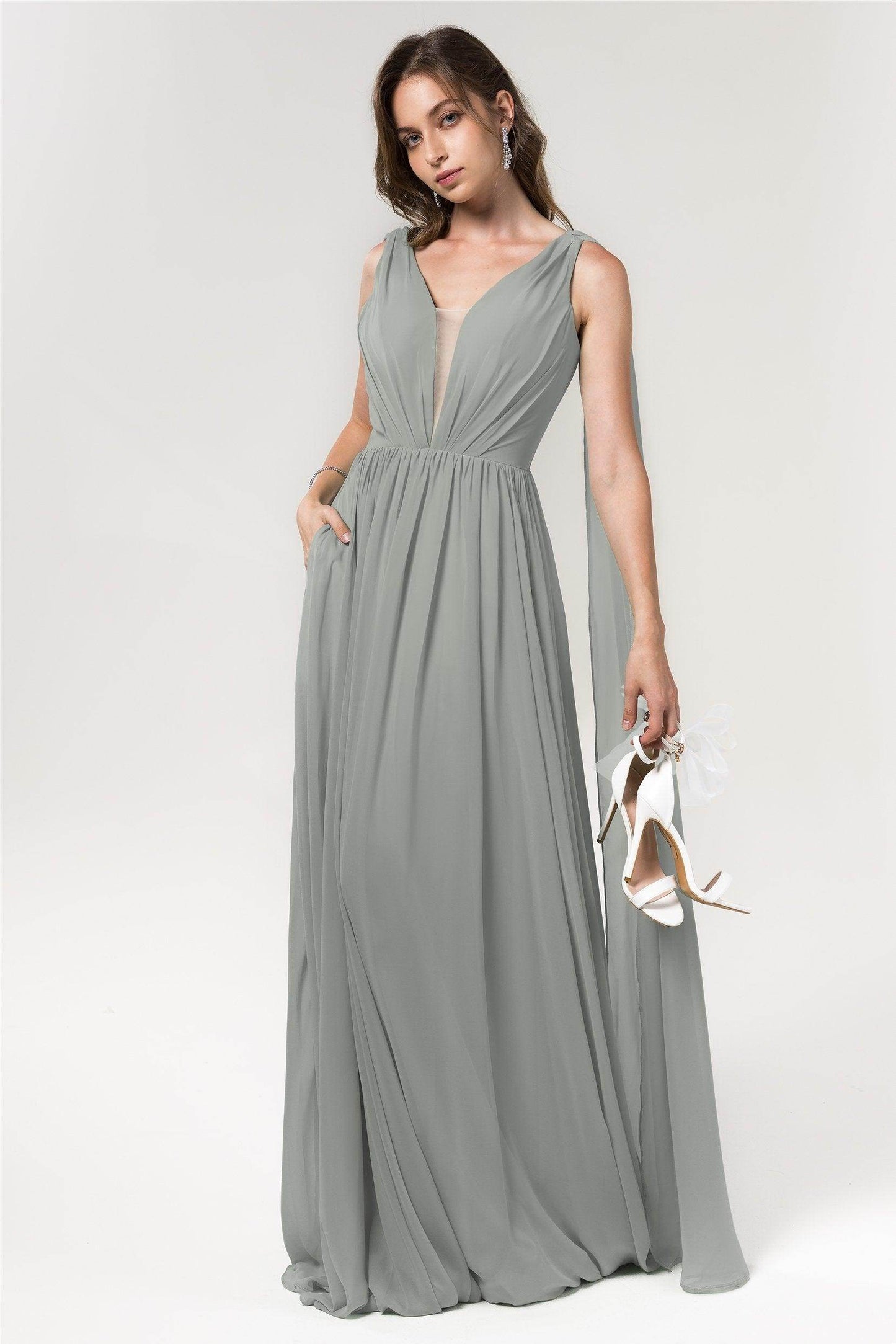 A-Line Floor Length Chiffon Bridesmaid Dress Formal Dresses CB0565