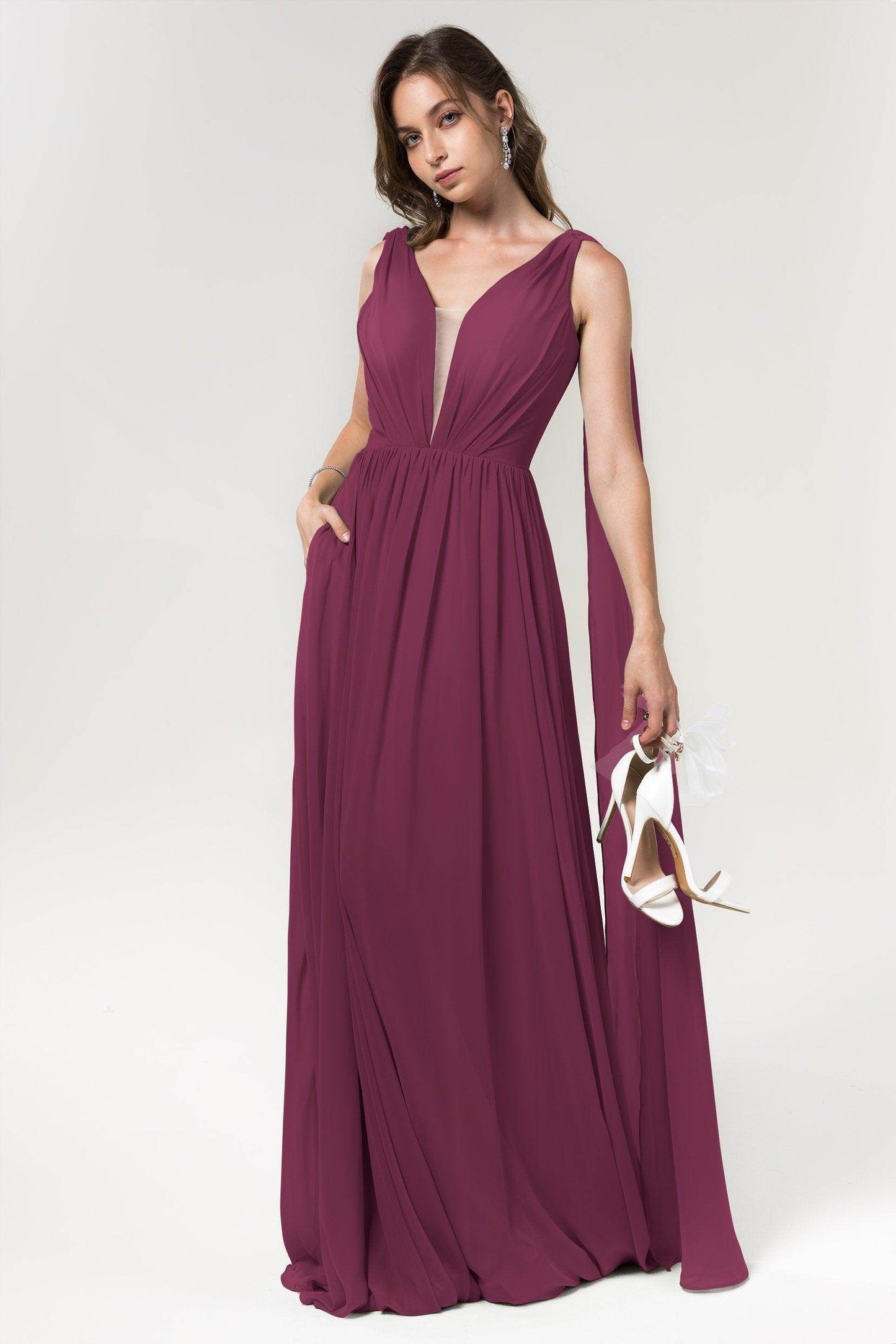 A-Line Floor Length Chiffon Bridesmaid Dress Formal Dresses CB0565