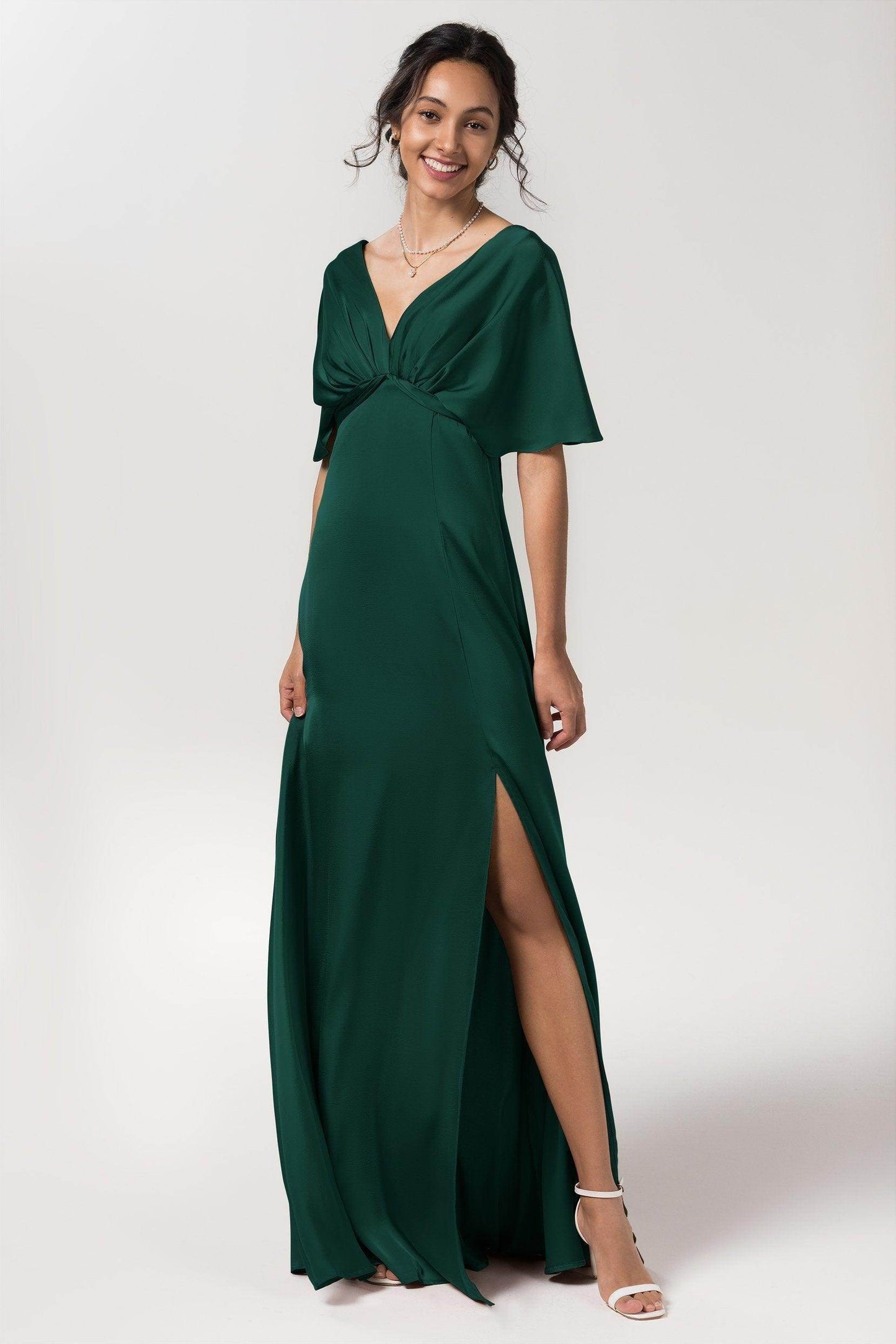 Sheath Floor Length Luxe Satin Bridesmaid Dress Formal Dresses CB0584