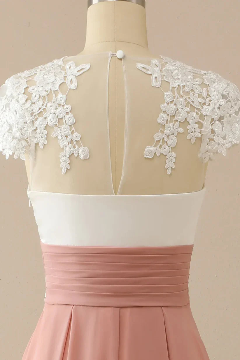 A-line V Neck Appliques Short Sleeves Mother of Bride Dress