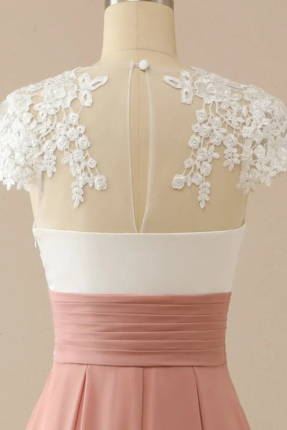 A-line V Neck Appliques Short Sleeves Mother of Bride Dress