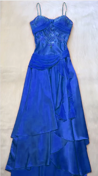 Spaghetti Straps Long Orange Party Dress Satin Evening Gown