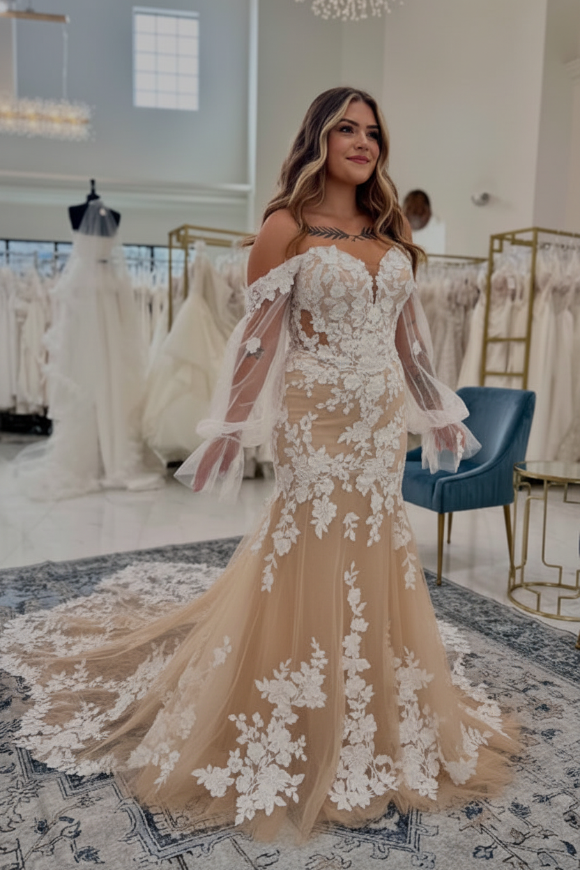 Sweetheart Appliques Lace Mermaid Wedding Dresses Chapel Train