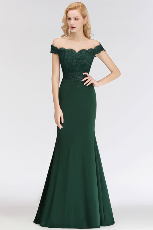 Charming Off-the-Shoulder Tulle Lace Appliques Mermaid Evening Gowns