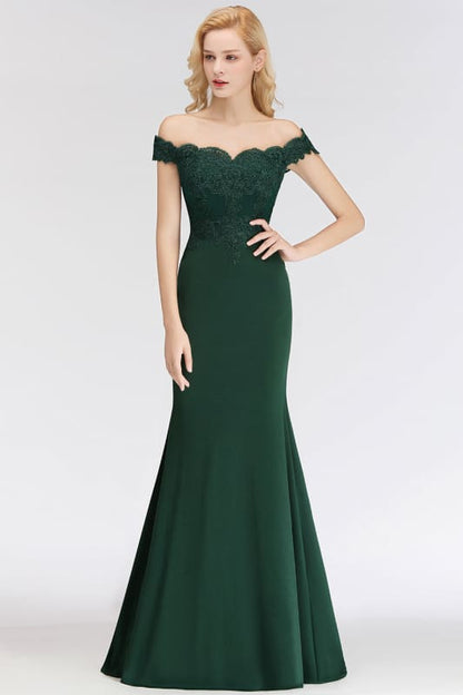 Charming Off-the-Shoulder Tulle Lace Appliques Mermaid Evening Gowns