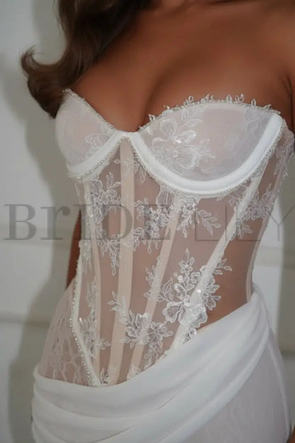 Charming Sweetheart Lace Mermaid Prom Dress Sleeveless