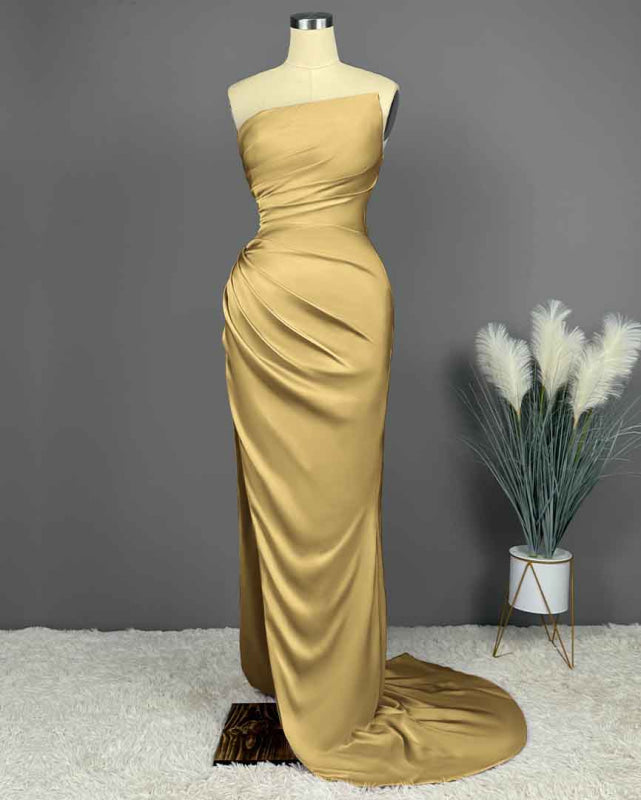 Chic Blue Charmeuse Prom Dress with Sleeveless Design and High Side Slit