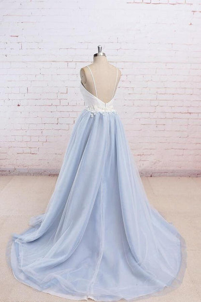 Chic Spaghetti Strap Organza A-line Wedding Dress