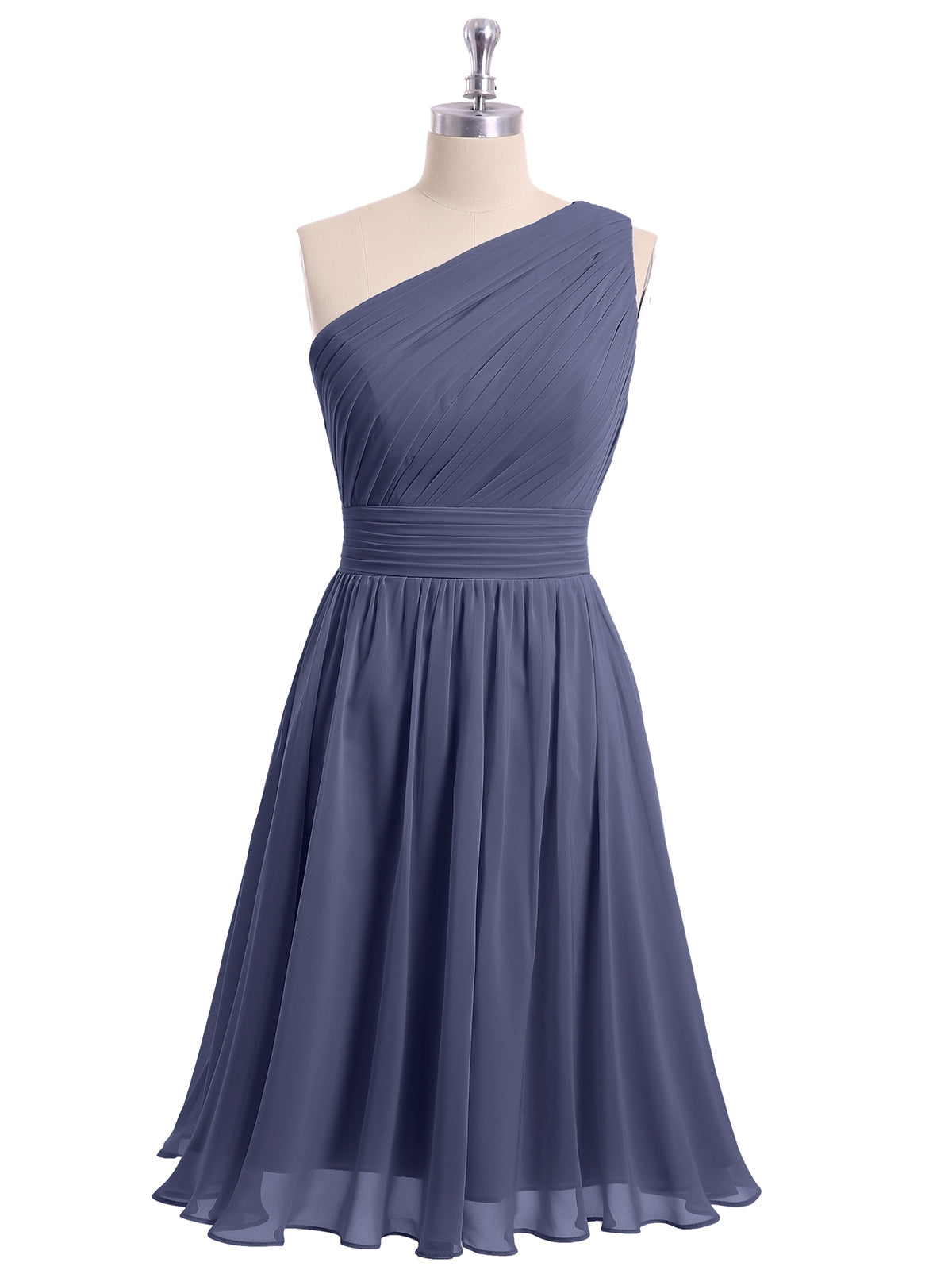 Single Shoulder Knee length Chiffon Dresses Stormy
