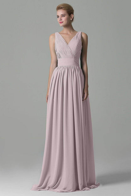Sheath Floor Length Chiffon Bridesmaid Dress COAF1500A