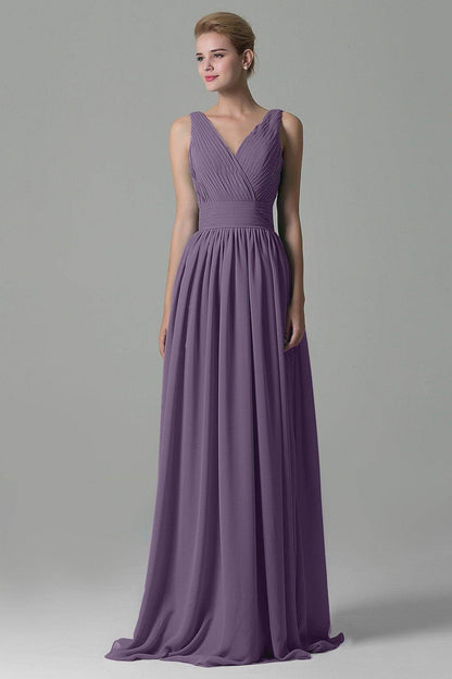 Sheath Floor Length Chiffon Bridesmaid Dress COAF1500A