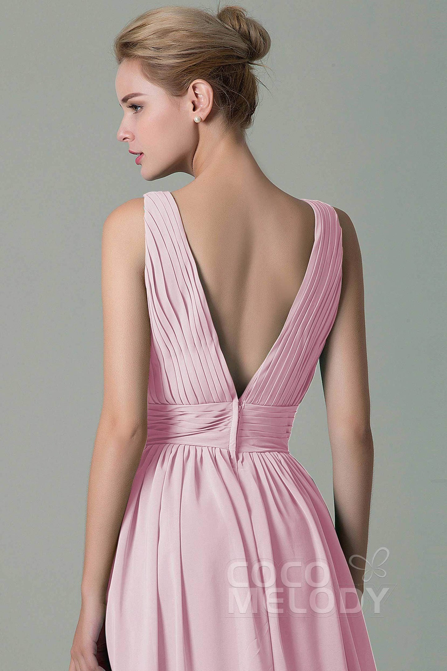 Sheath Floor Length Chiffon Bridesmaid Dress COAF1500A