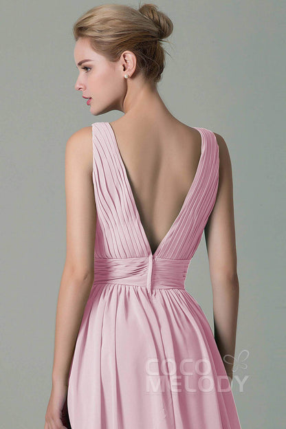 Sheath Floor Length Chiffon Bridesmaid Dress COAF1500A
