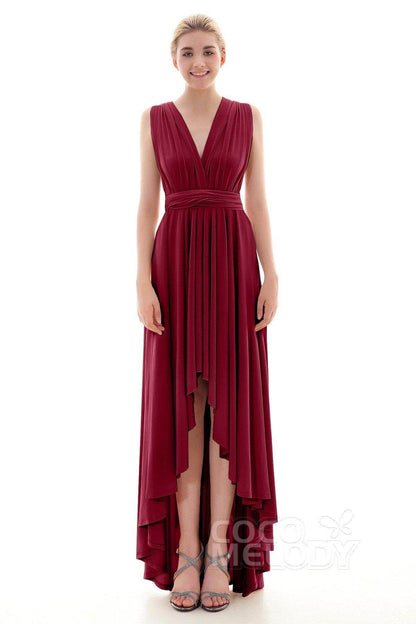 Asymmetrical High-Low Knitted Bridesmaid Dress COED16001