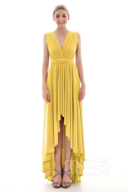 Asymmetrical High-Low Knitted Bridesmaid Dress COED16001