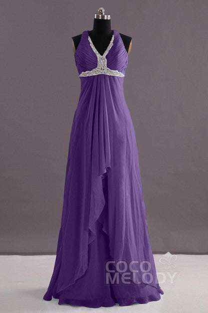 Sheath-Column Floor Length Chiffon Evening Dress COEF14001